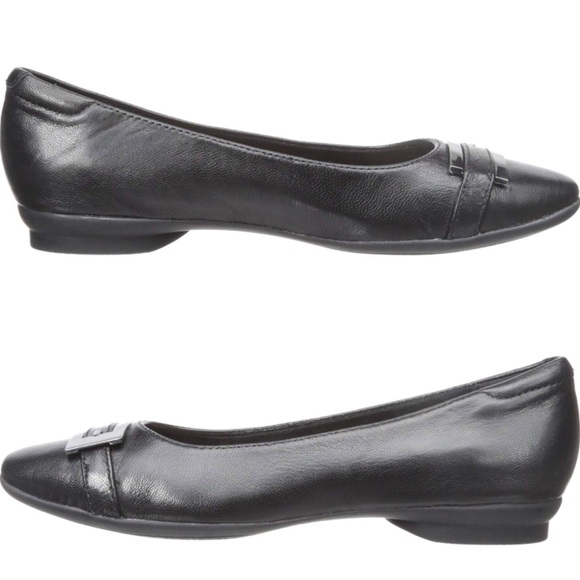 Clark’s Candra Glare Black Flats sz 7 1/2 - Picture 7 of 8
